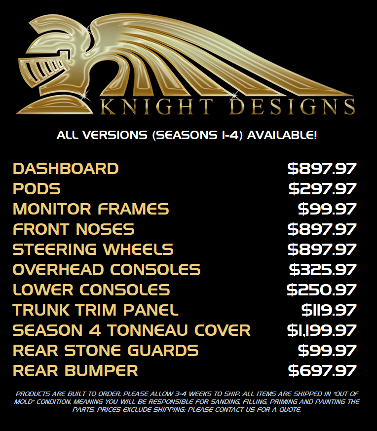 Knight Designs Knight Rider Replica Parts List